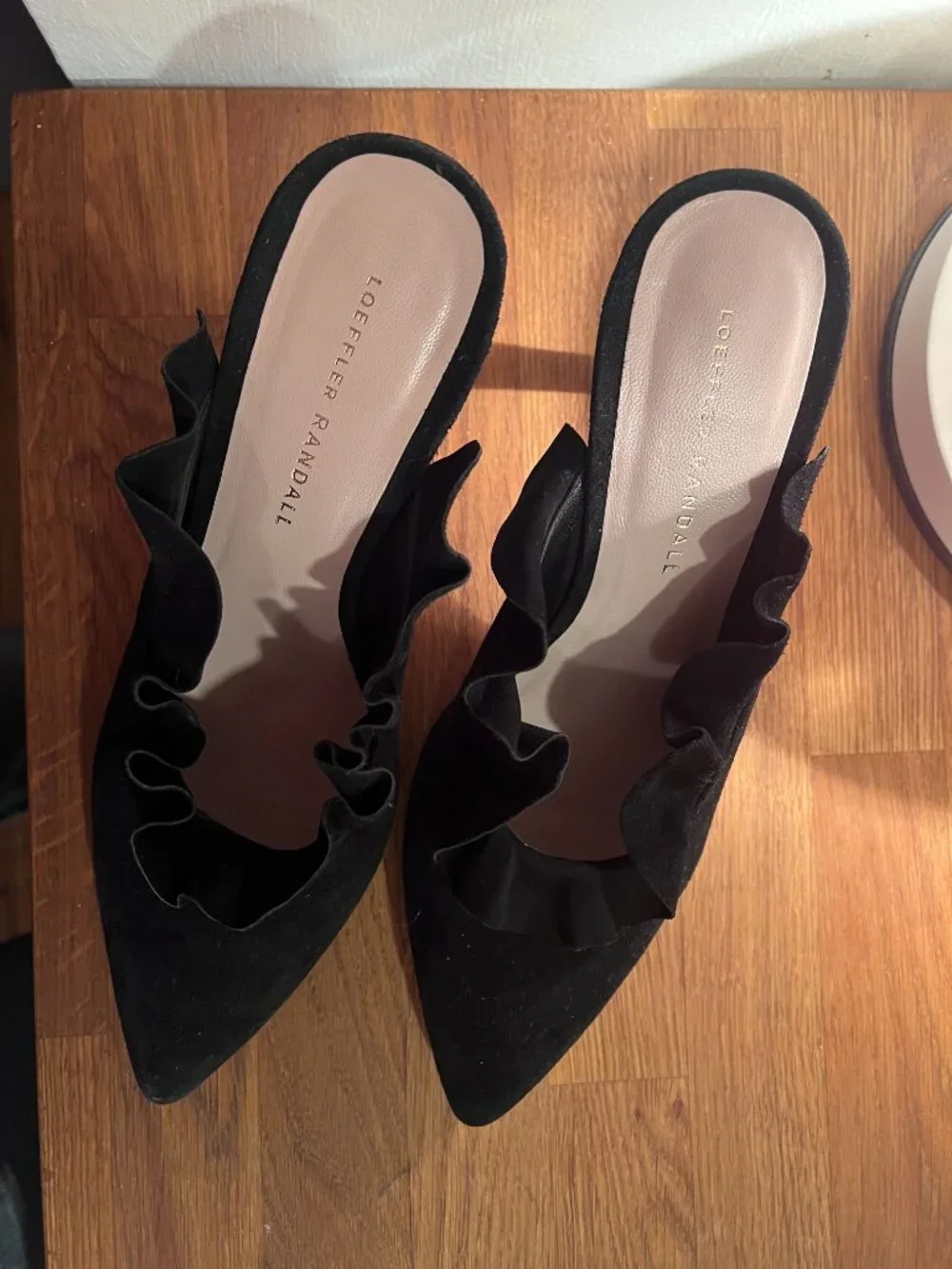 LOEFFLER RANDALL | Langley Black Ruffle Mules Heels (size 9) - Picture 6 of 8